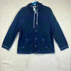 Ralph Lauren Company Women’s Blue Fullll Zip/Buttton Hoodie Sweater Size 2X